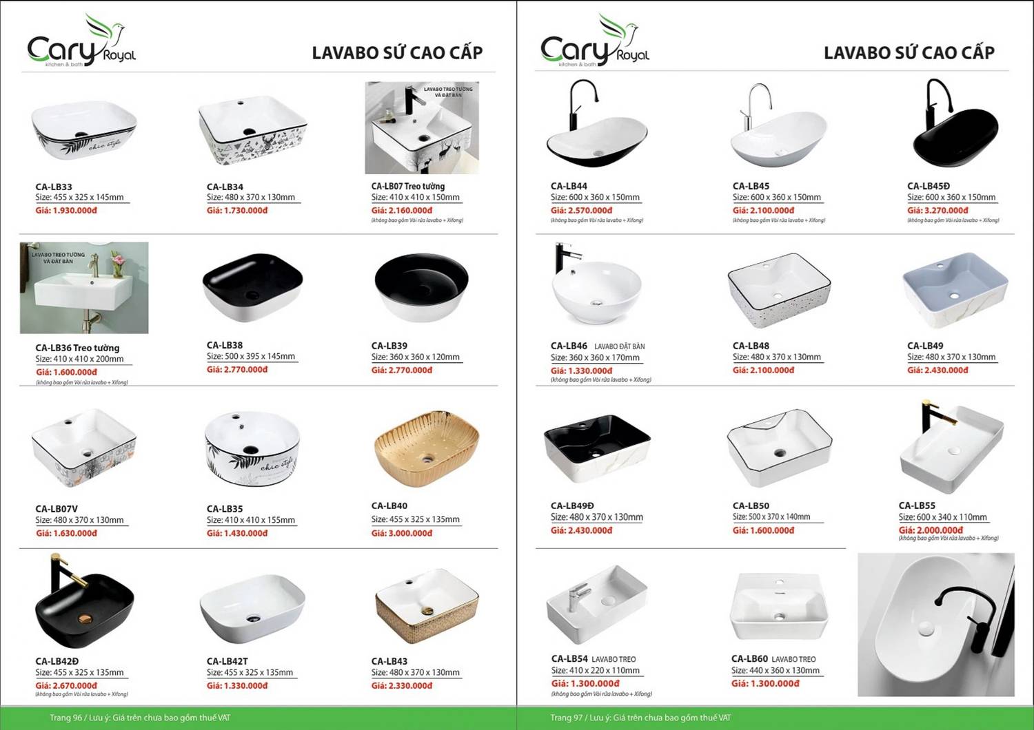 Thiết bị vệ sinh CARY ROYAL Catalogue và Bảng giá mới nhất 2024 - 2025 /Page 49